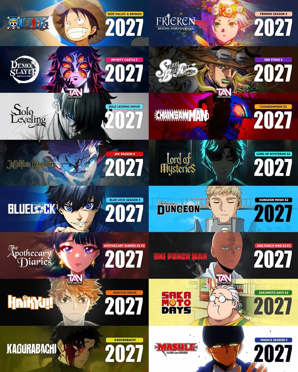 2027 anime lineup collage