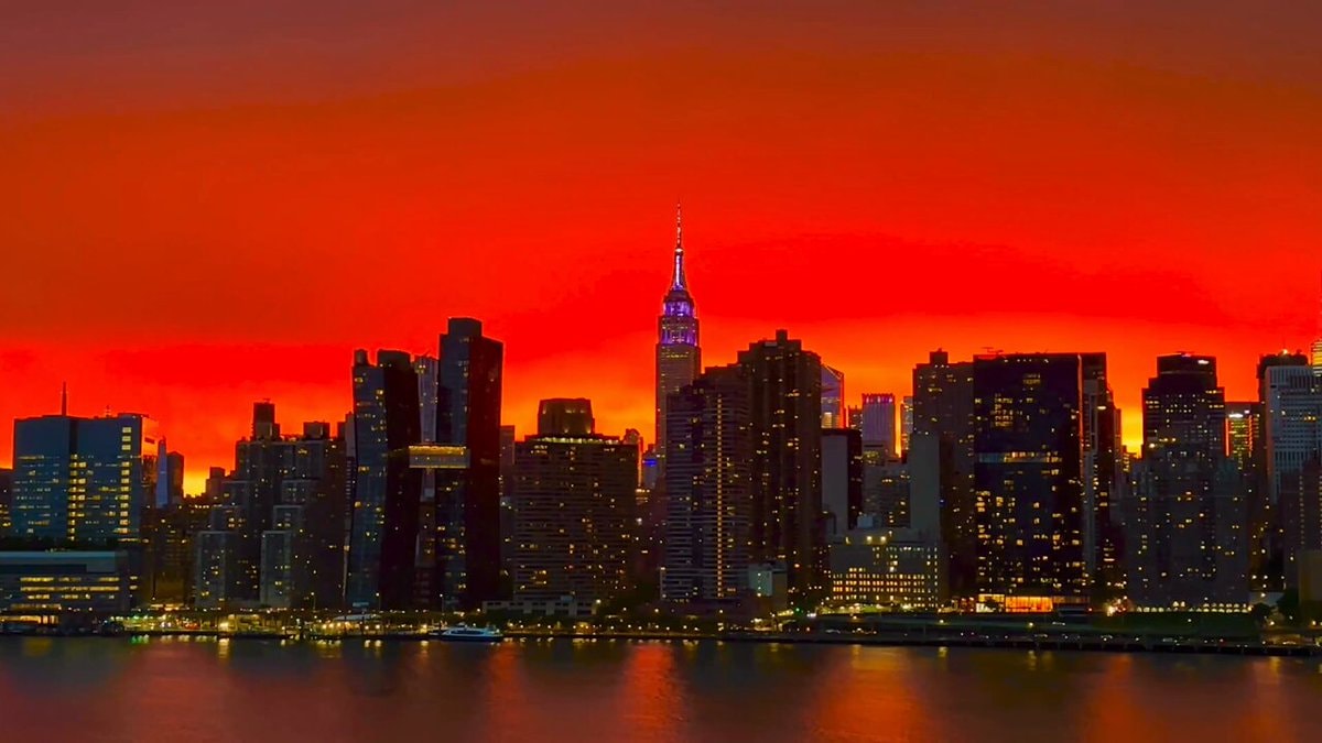 New York City sunset Empire State Building