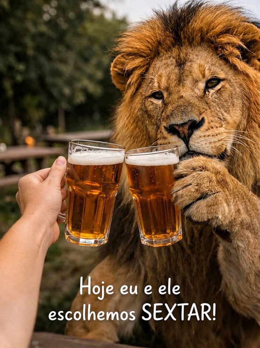 Lion and beer glasses