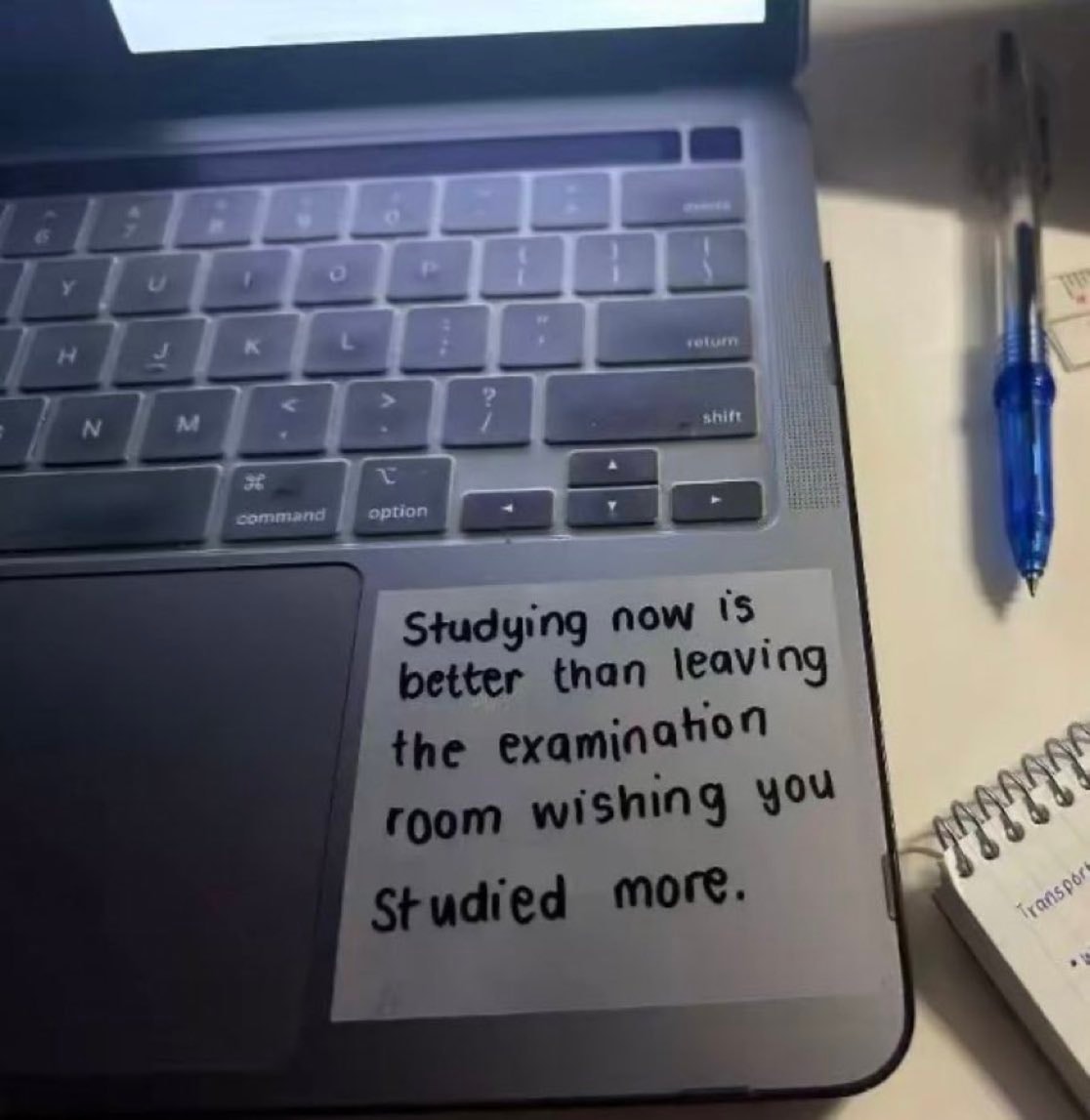 Study motivation note on laptop Study motivation note on laptop