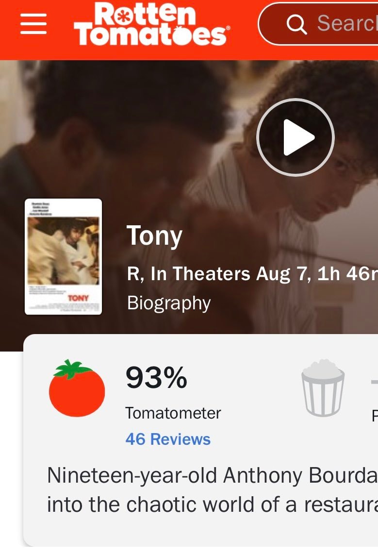 TONY Rotten Tomatoes score (photo 2 of 2)