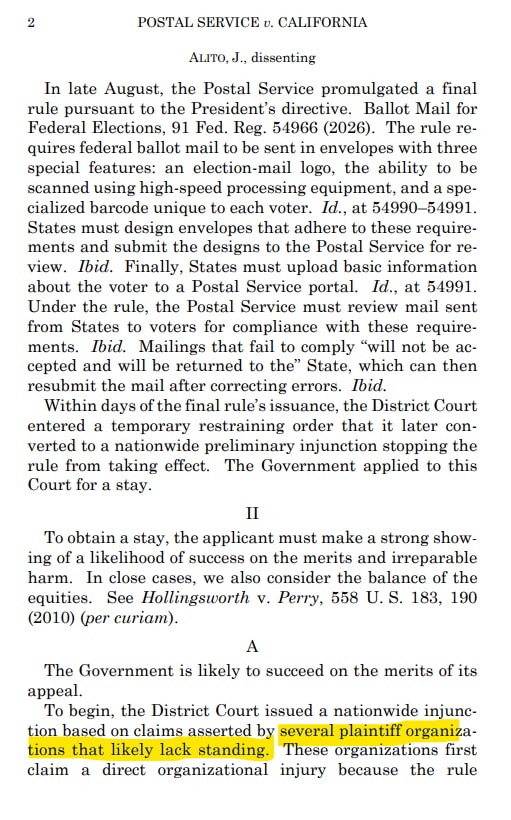Sam Alito dissent on Trump USPS ruling (photo 3 of 3)