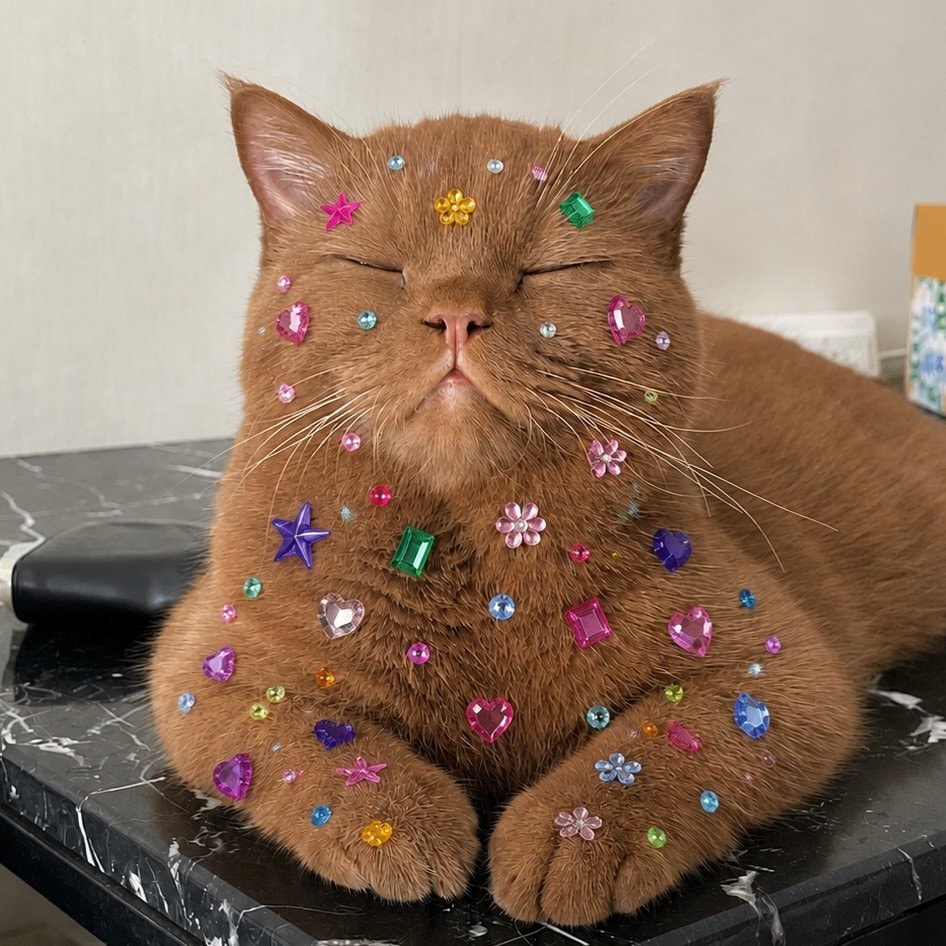 Cat with rhinestones Cat with rhinestones