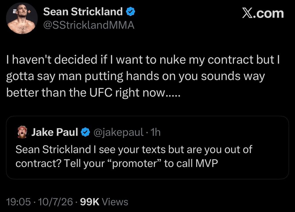 Sean Strickland Jake Paul exchange