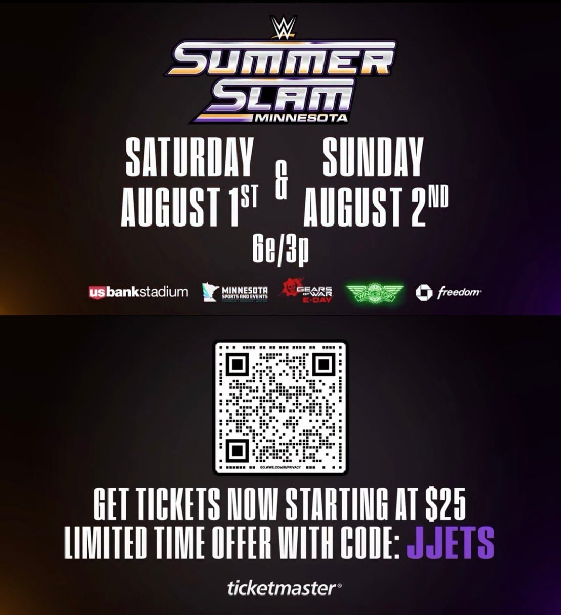 WWE SummerSlam Minnesota tickets $25 WWE SummerSlam Minnesota tickets $25