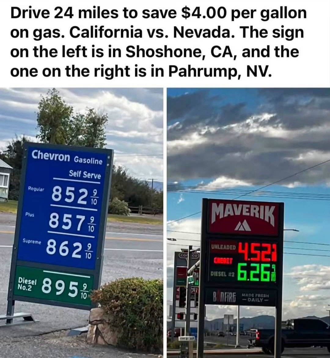 Gas station price signs comparison
