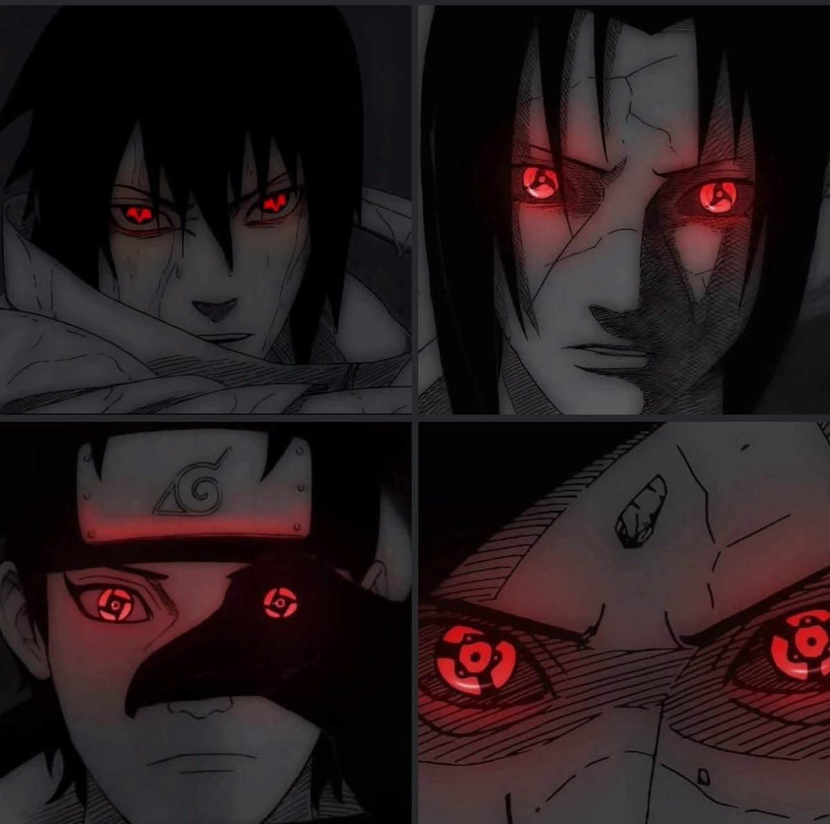 uchiha four-panel collage