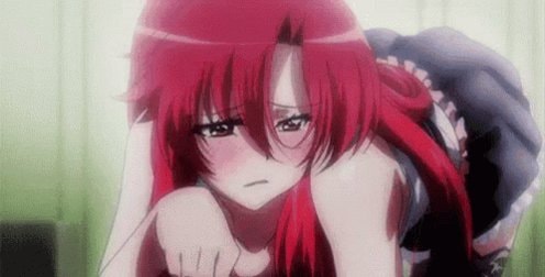 Red haired anime character embarrassed GIF