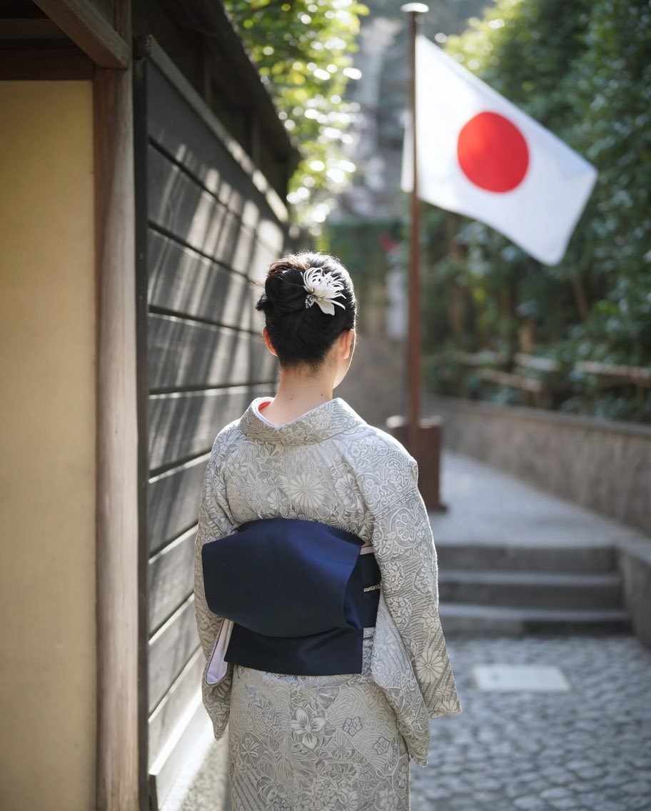 Japanese flag kimono aesthetic
