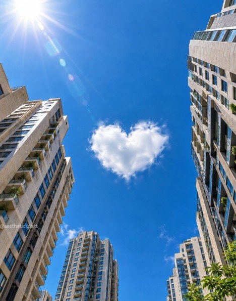 heart cloud over city
