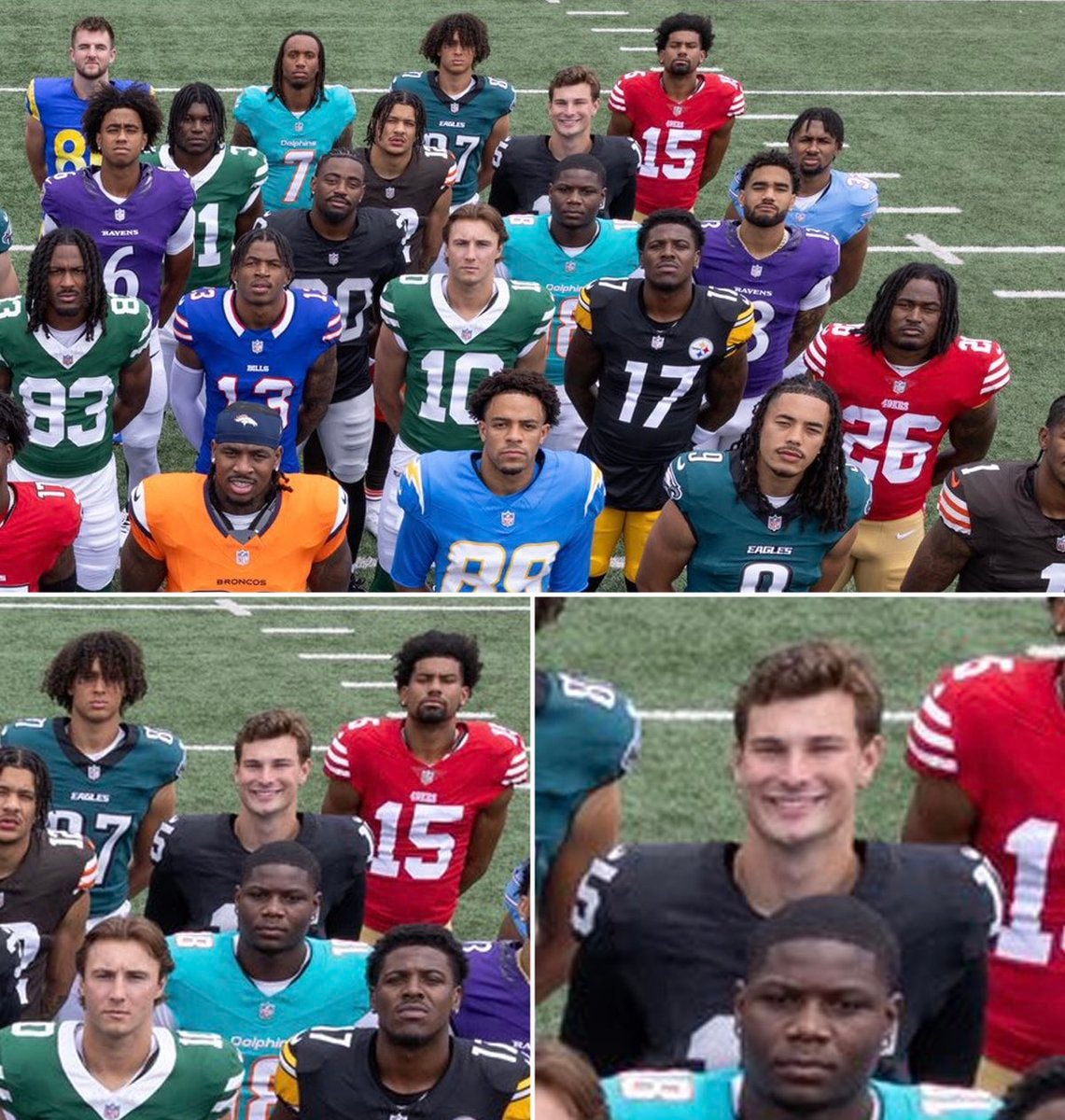 Fernando Mendoza smiling football group photo