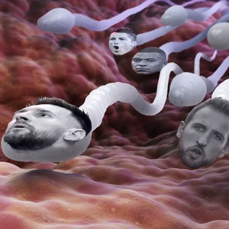 Messi Ronaldo Mbappé Kane sperm auction meme
