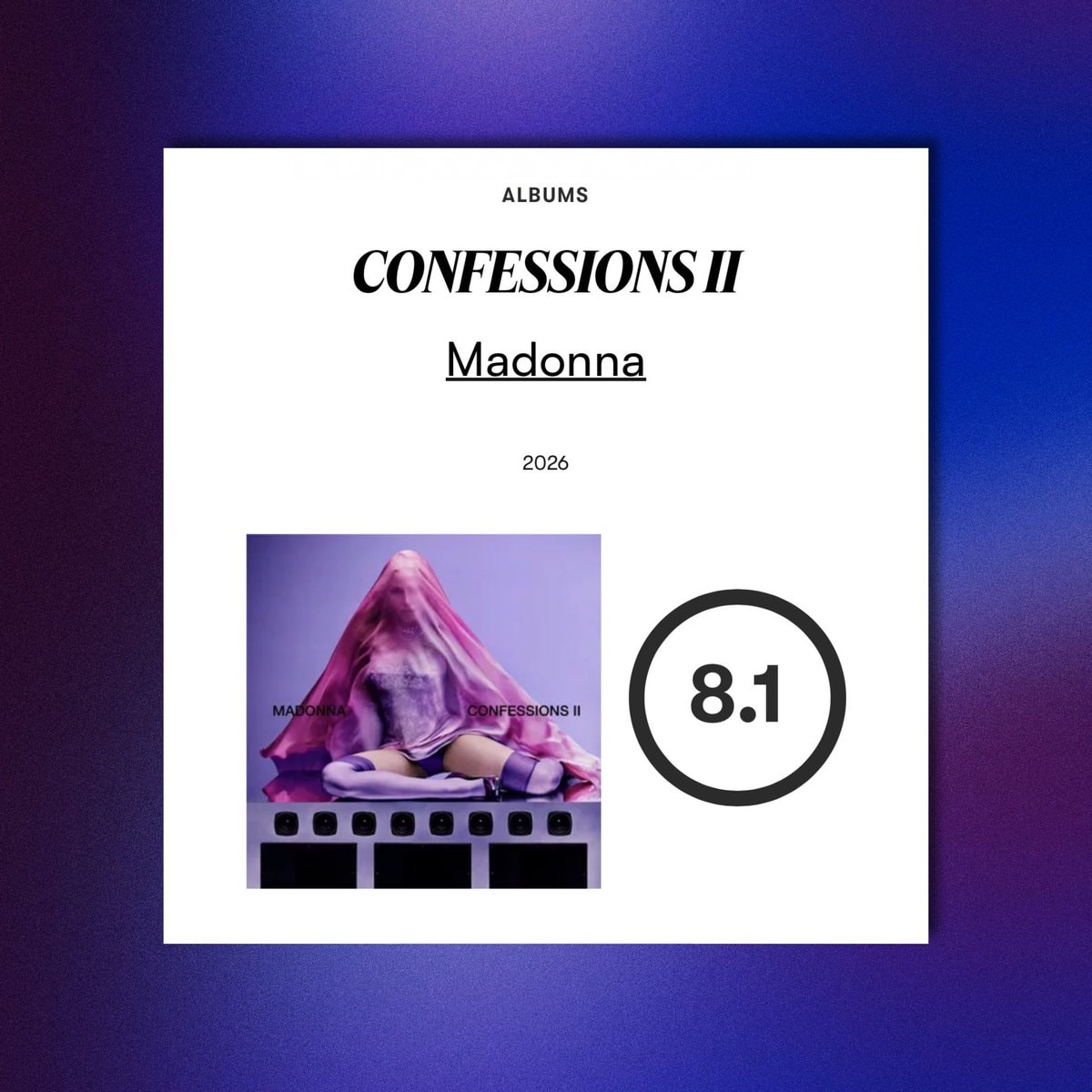 Madonna Confessions II Pitchfork 8.1 (photo 2 of 2)