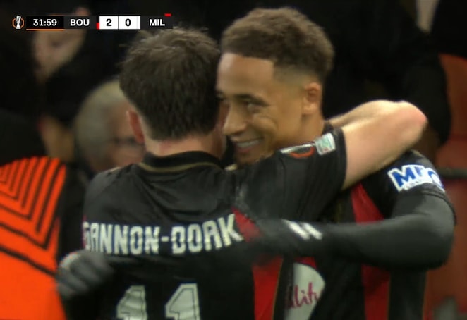 Bournemouth vs AC Milan Tavernier goal