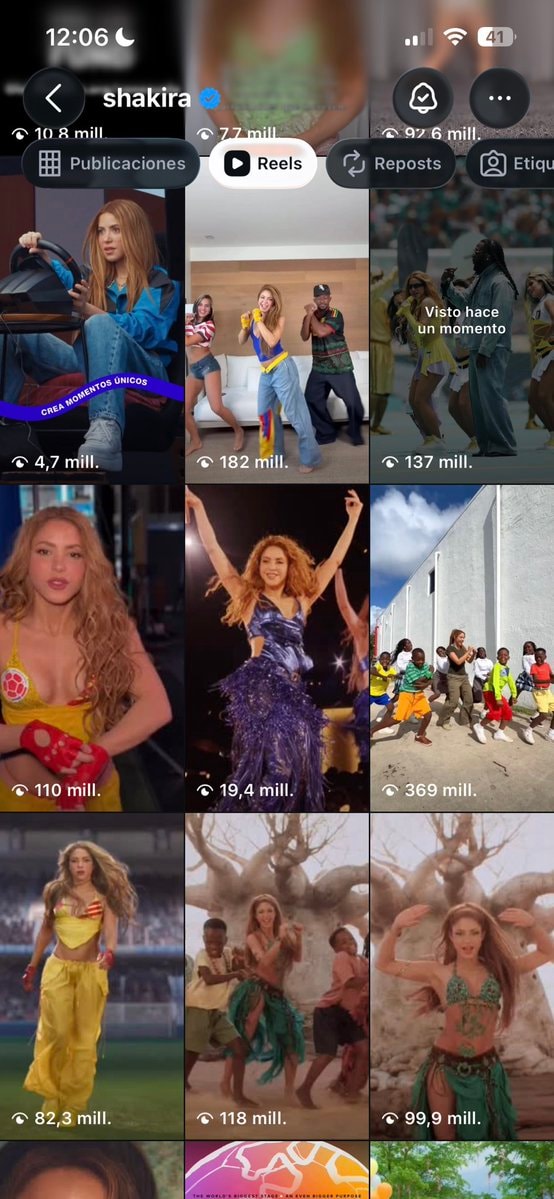 Shakira Instagram views