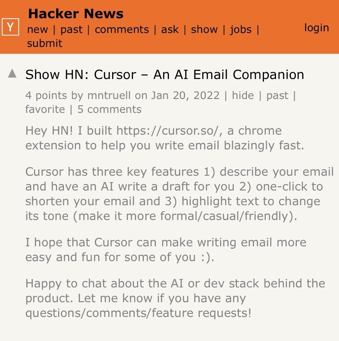 Hacker News Cursor announcement Hacker News Cursor announcement