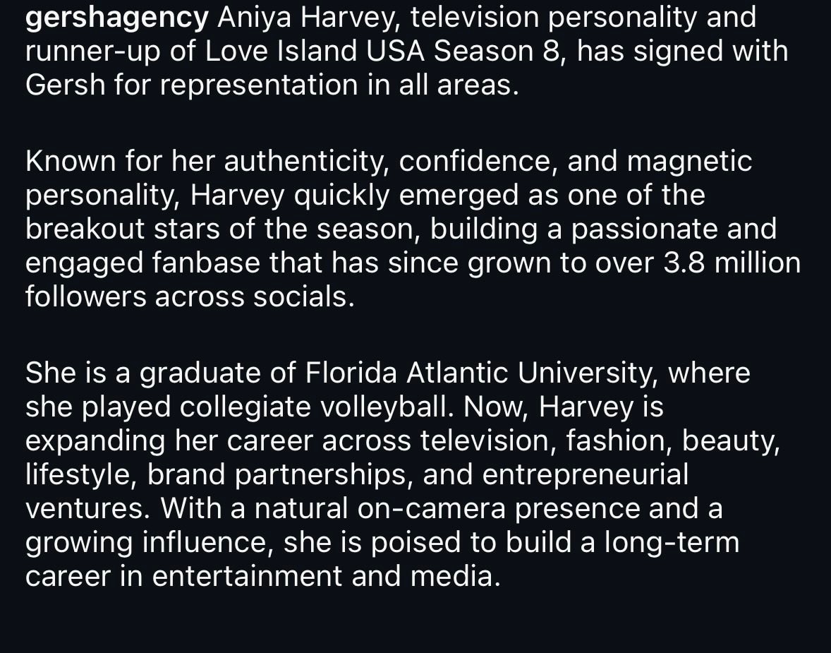 Aniya Harvey signs with Gersh Agency (photo 2 of 2)