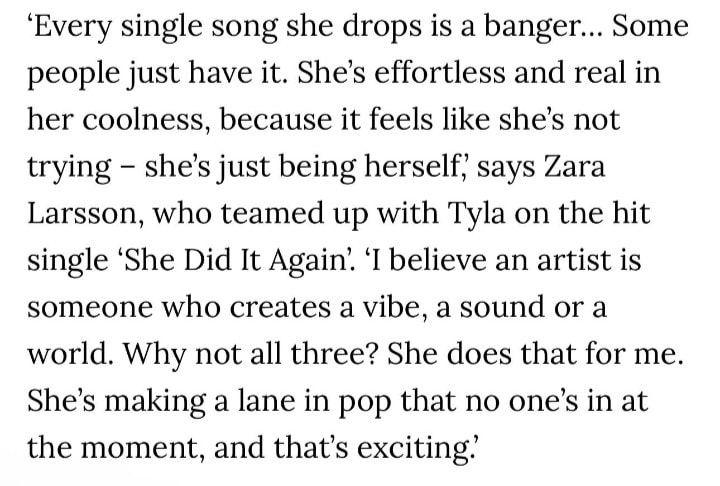 Zara Larsson Tyla Elle UK (photo 2 of 2)