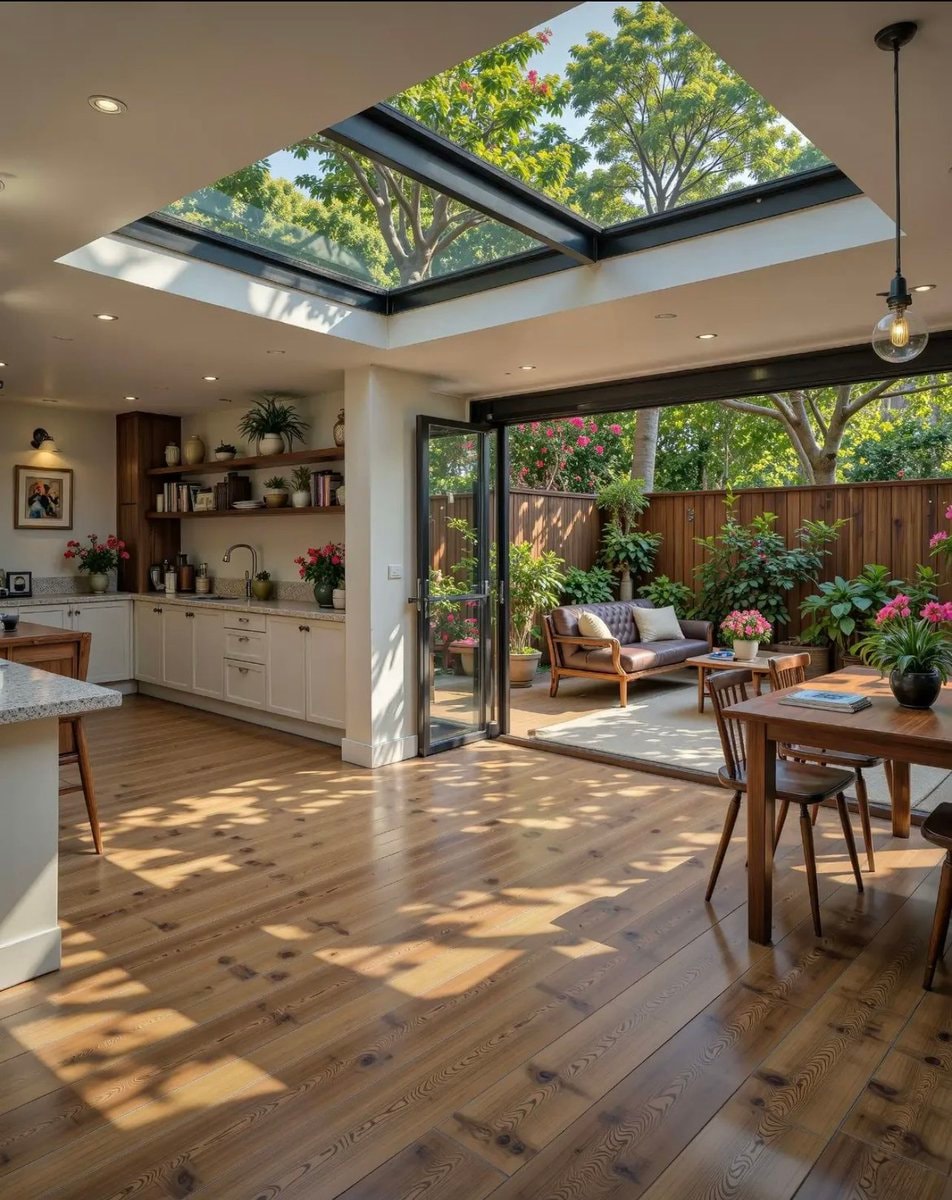 modern kitchen and dining area