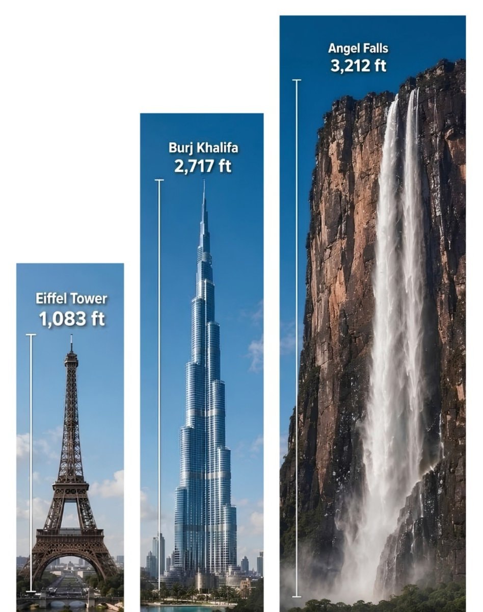 Angel Falls vs Burj Khalifa height