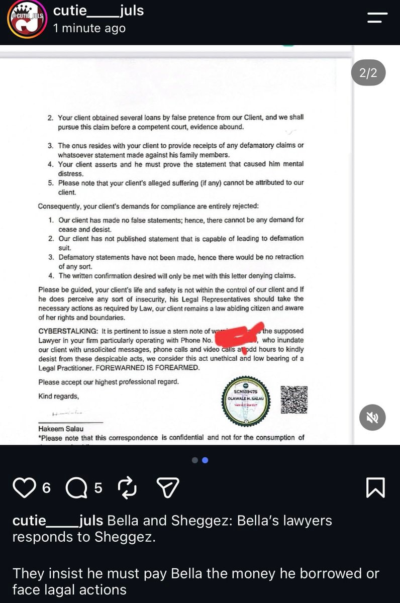 Bella lawyers demand repayment from Sheggez (photo 2 of 2) Bella lawyers demand repayment from Sheggez (photo 2 of 2)