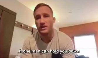 Man speaks directly to camera