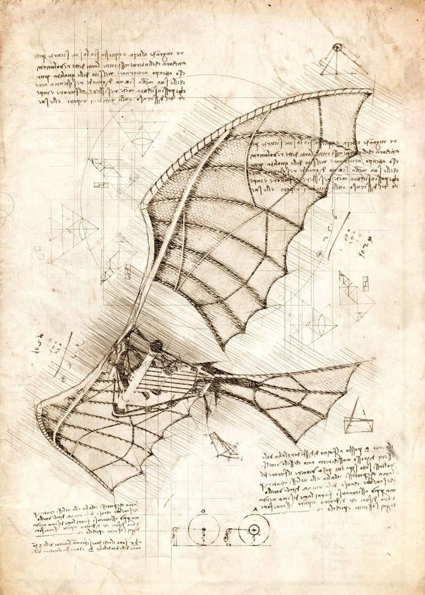 Leonardo da Vinci ornithopter sketch