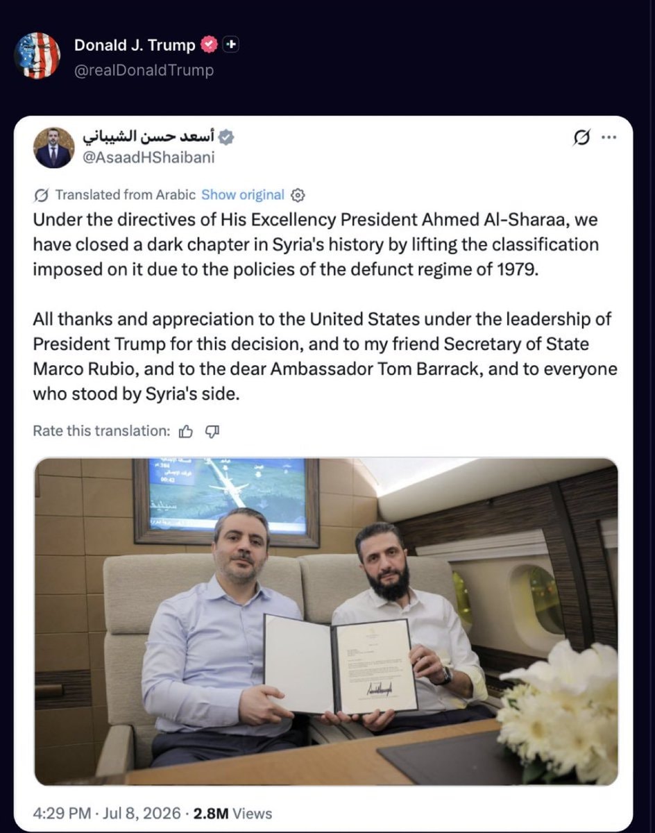 Trump Syria terrorism list removal Trump Syria terrorism list removal