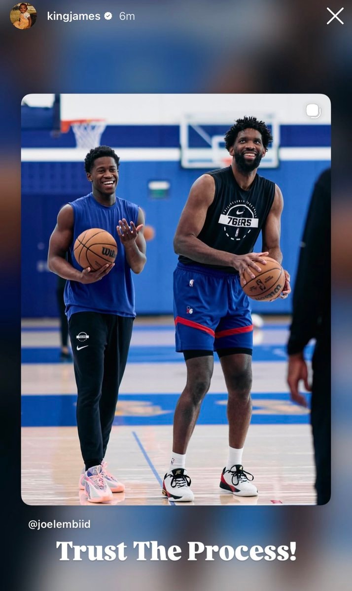 LeBron IG story Joel Embiid V.J. Edgecombe LeBron IG story Joel Embiid V.J. Edgecombe