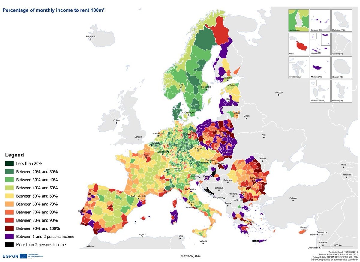 Rental costs by percentage in Europe Rental costs by percentage in Europe