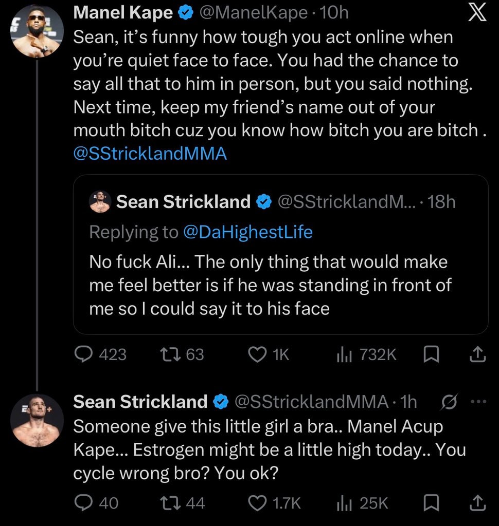 Manel Kape Sean Strickland beef
