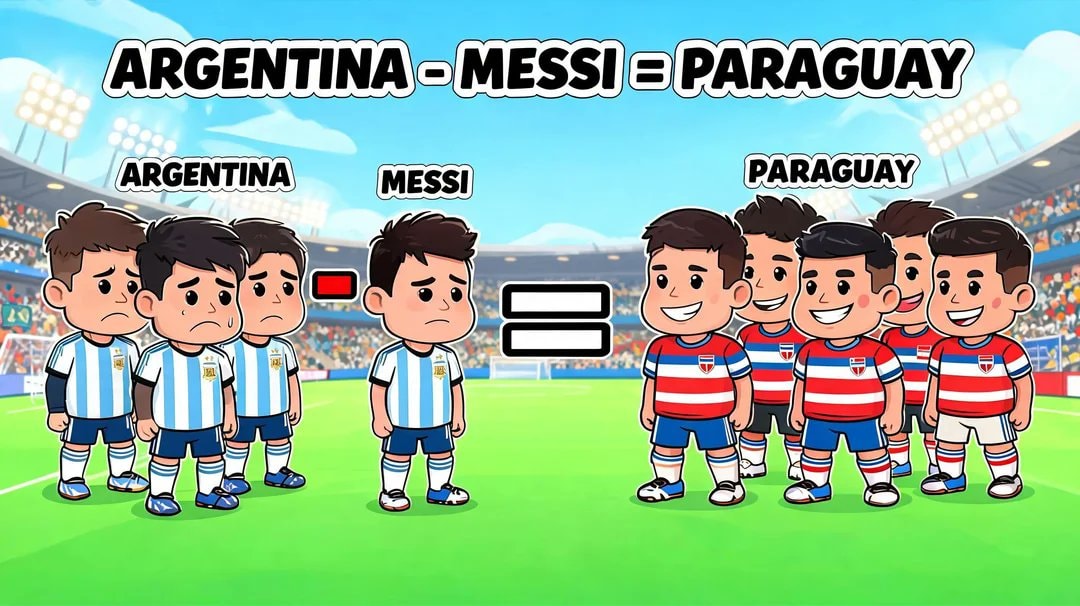 Argentina Messi equals Paraguay cartoon