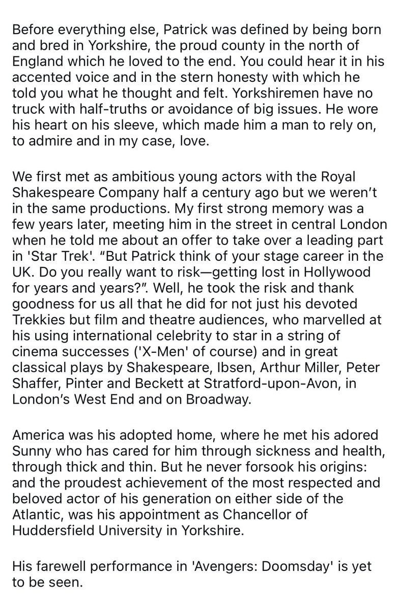 Ian McKellen tribute to Patrick Stewart (photo 2 of 2)