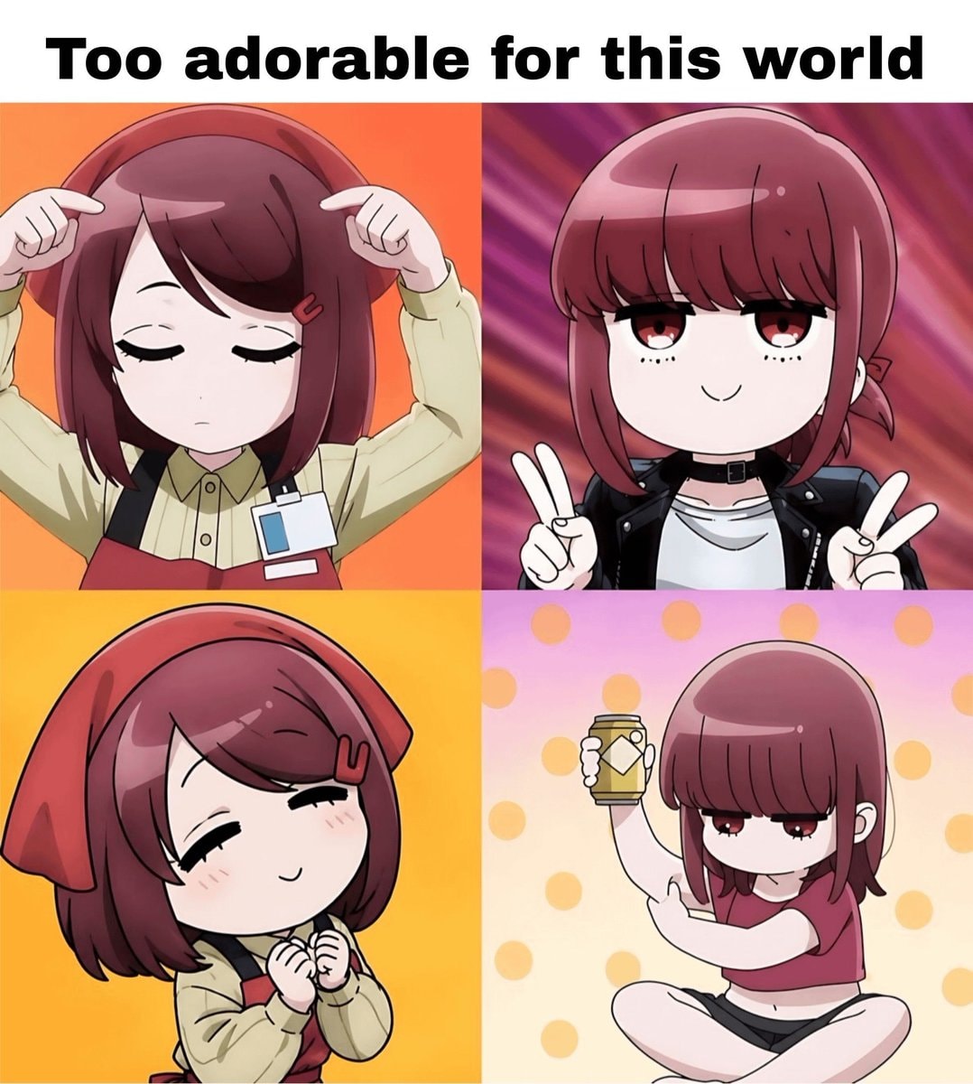 Anime girl too adorable four panel meme Anime girl too adorable four panel meme
