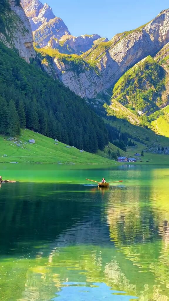 Switzerland lake rowing boat