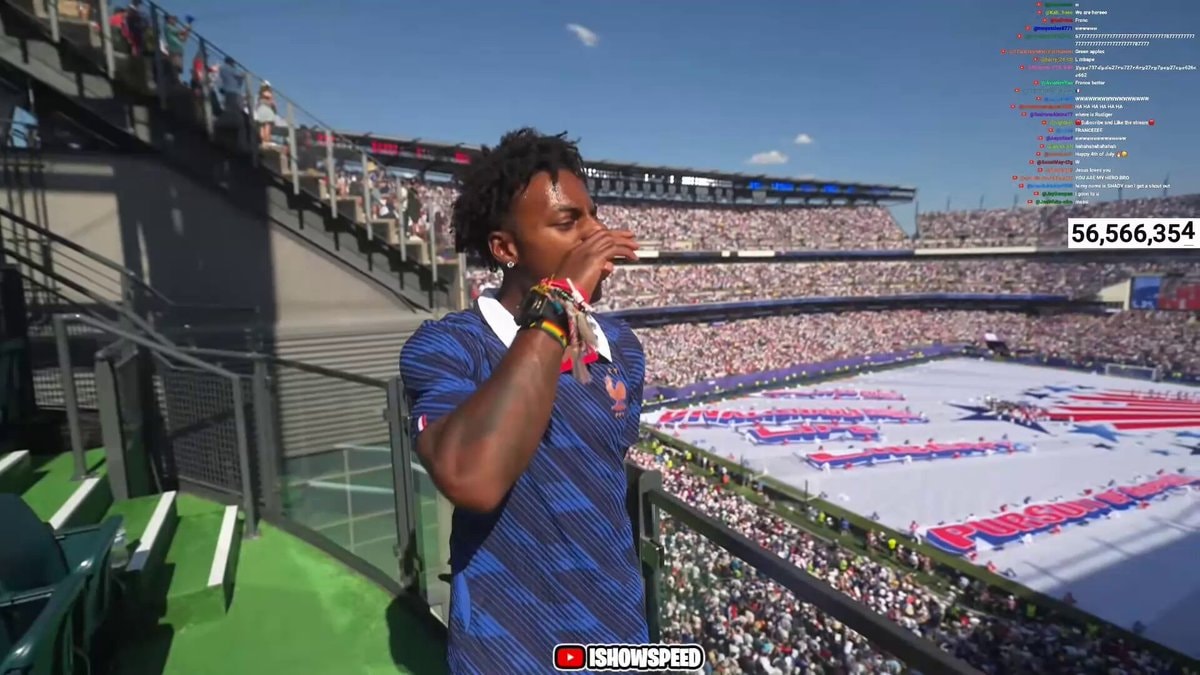 IShowSpeed 4th of July stadium celebration France vs Paraguay