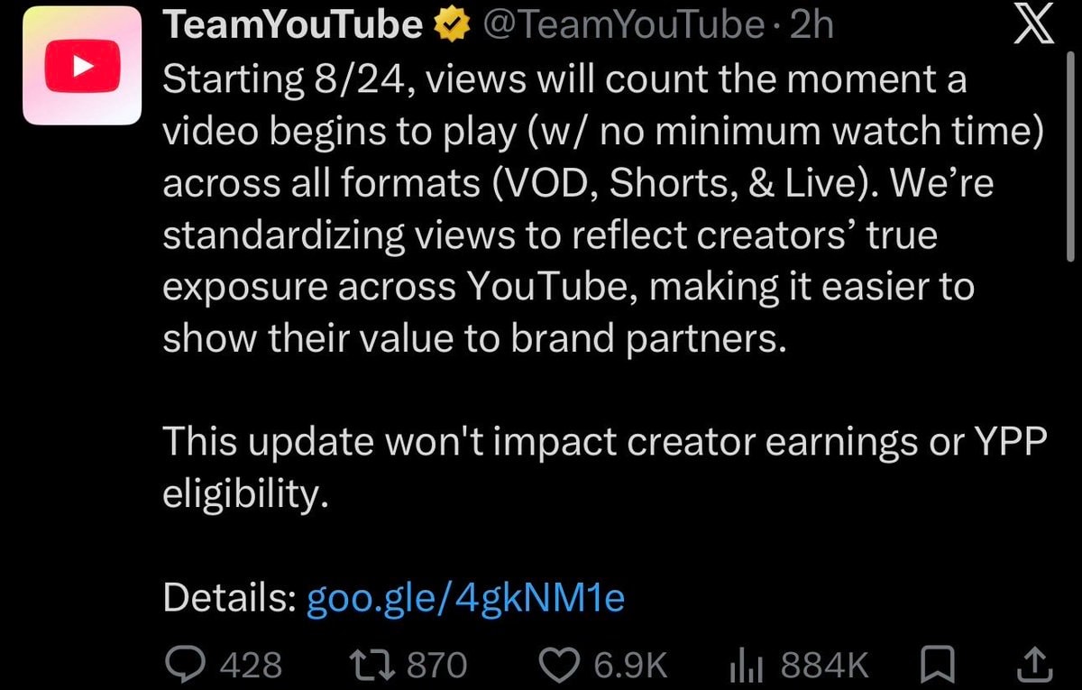 YouTube view counting update
