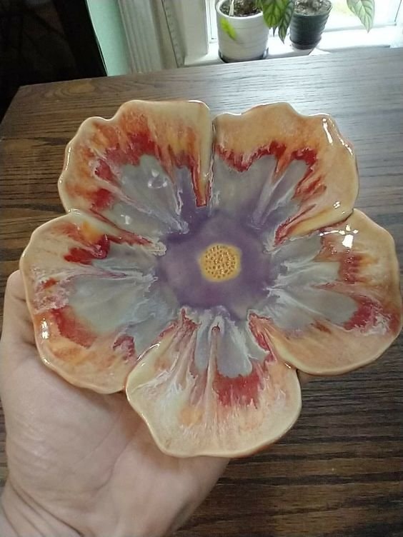 Handmade ceramic flower dish