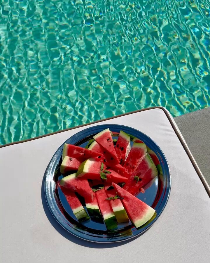 Watermelon platter by the pool