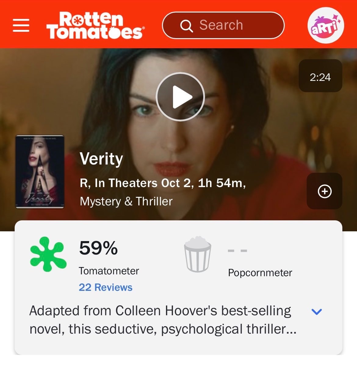 Verity movie rating release