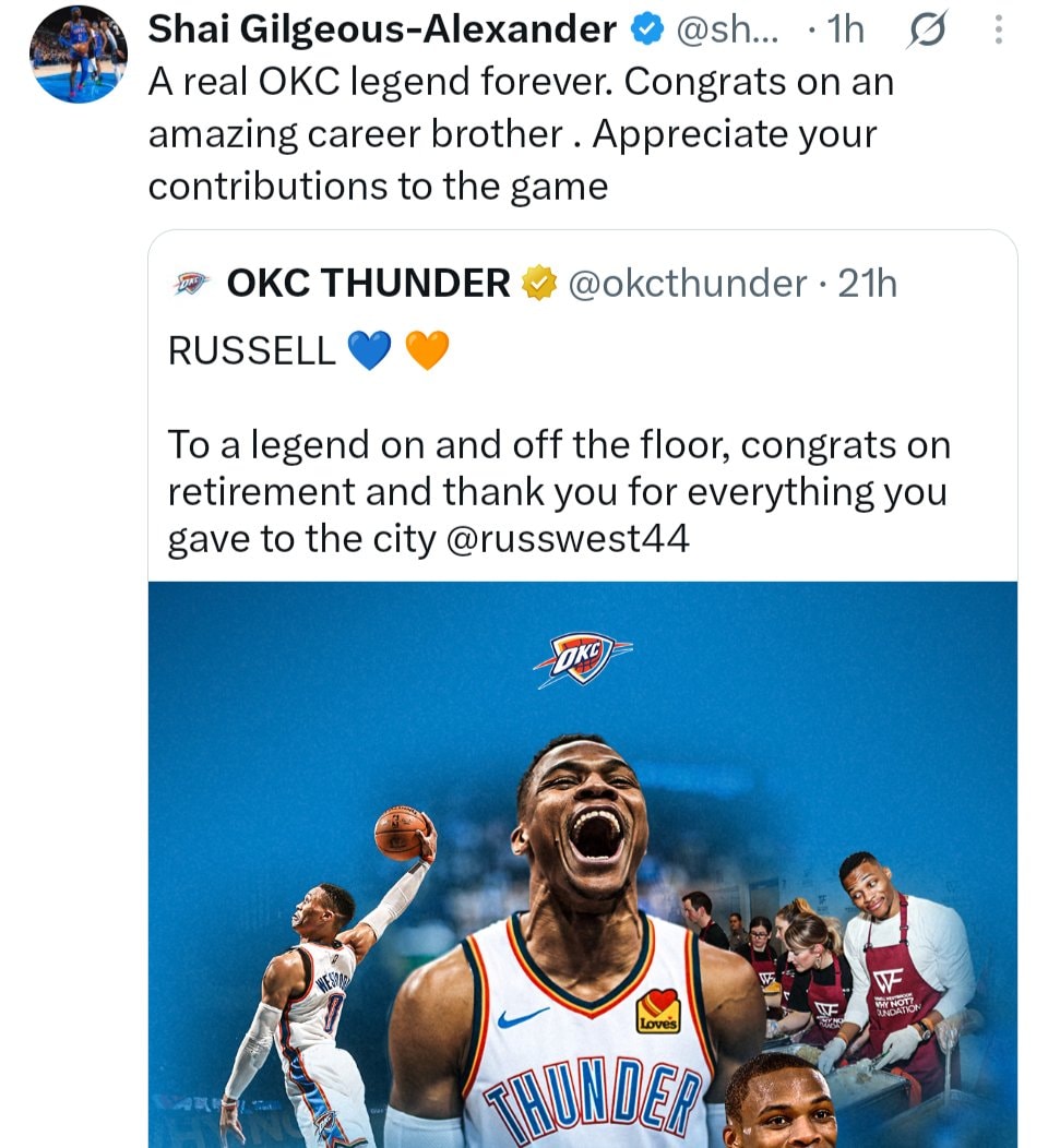 Thunder MVPs Westbrook retirement (photo 1 of 2)