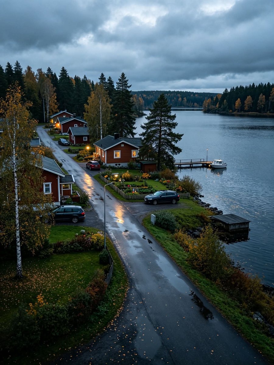 Finland lakeside autumn