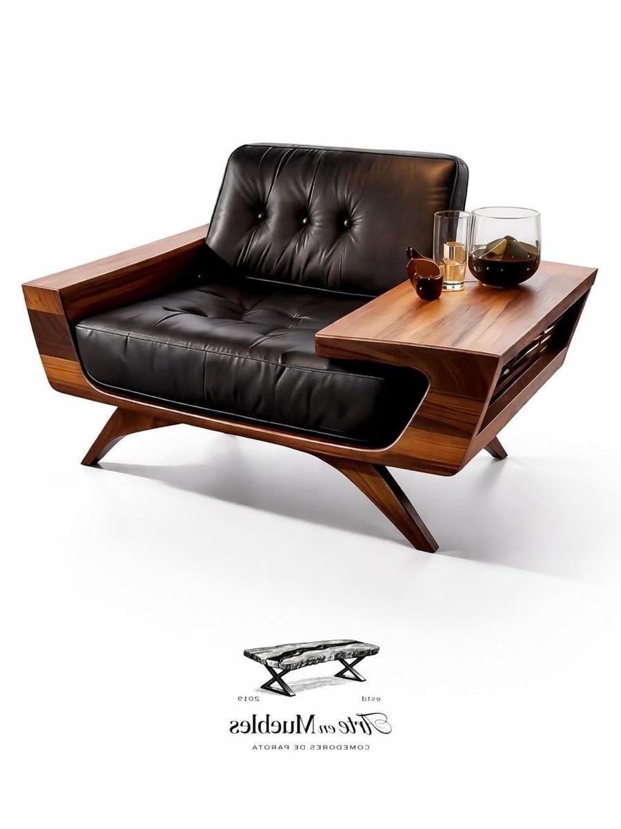 modern armchair with built-in side table modern armchair with built-in side table
