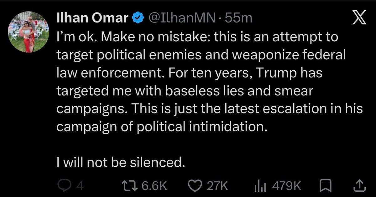 Ilhan Omar safe after home raid