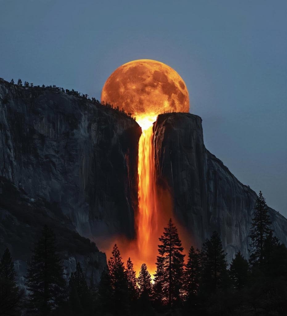 Yosemite firefall molten lava effect