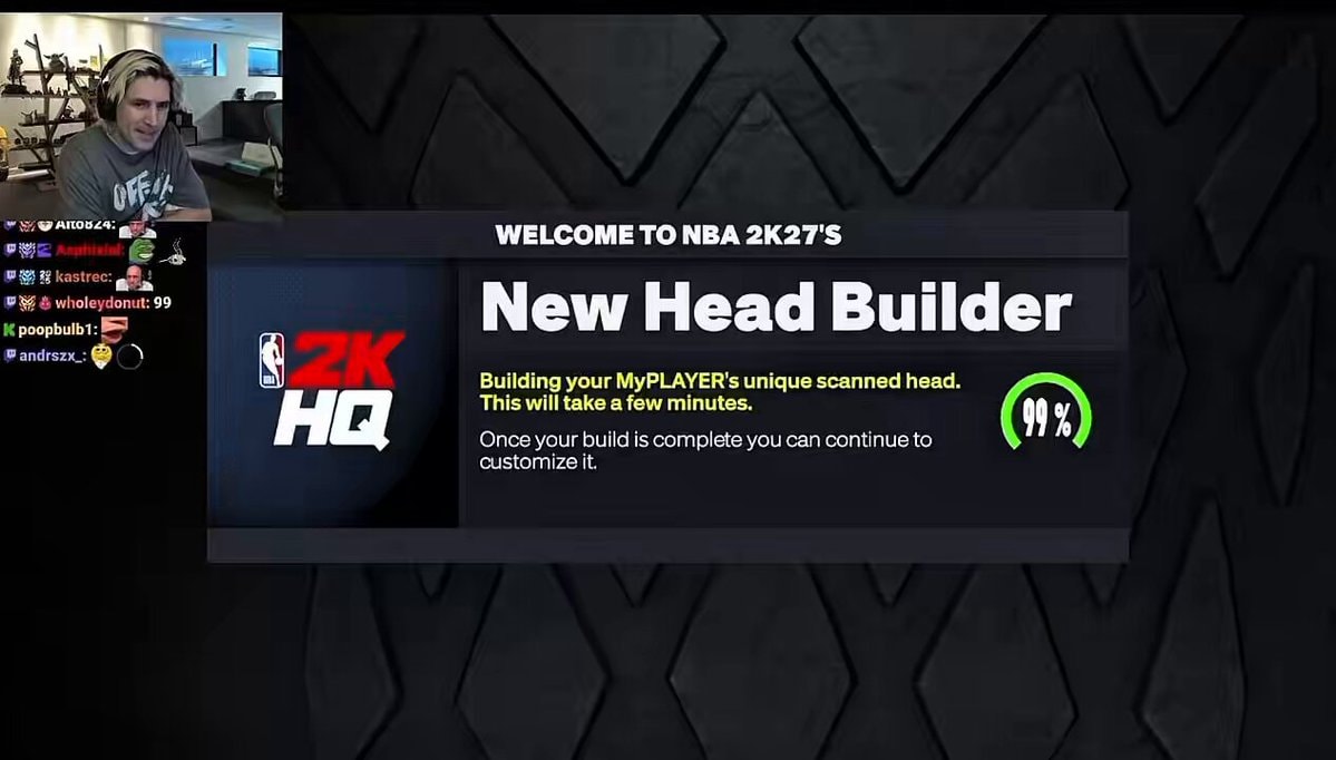 xQc NBA 2K27 face scan