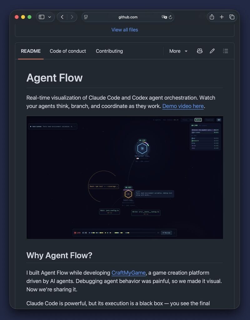 Agent Flow GitHub visualization