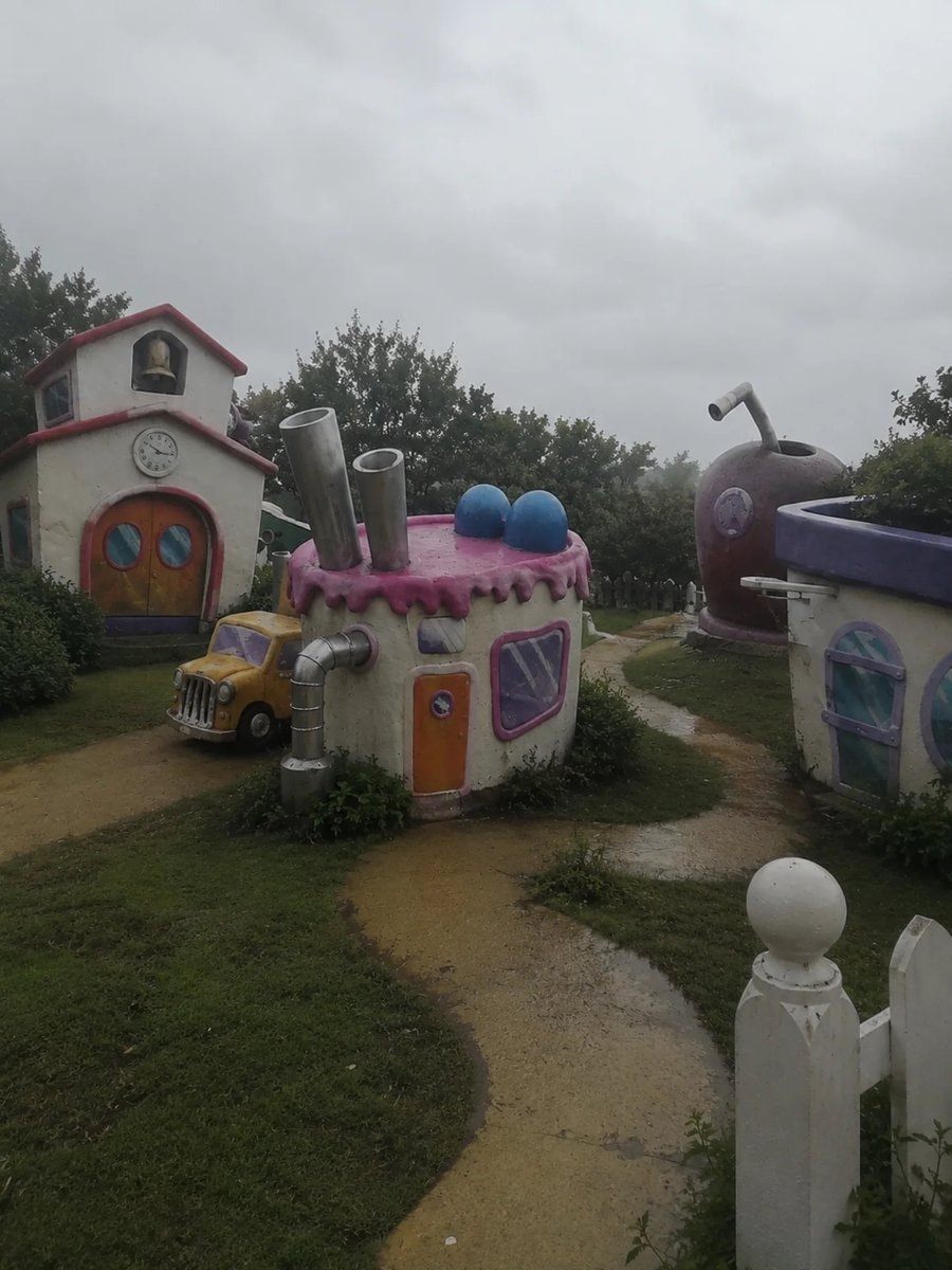 whimsical cartoon village illustration