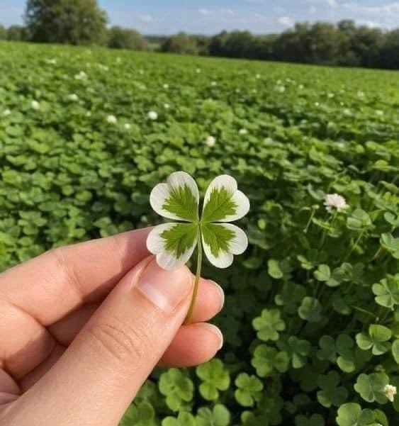 pink flower in clover field (photo 2 of 2)