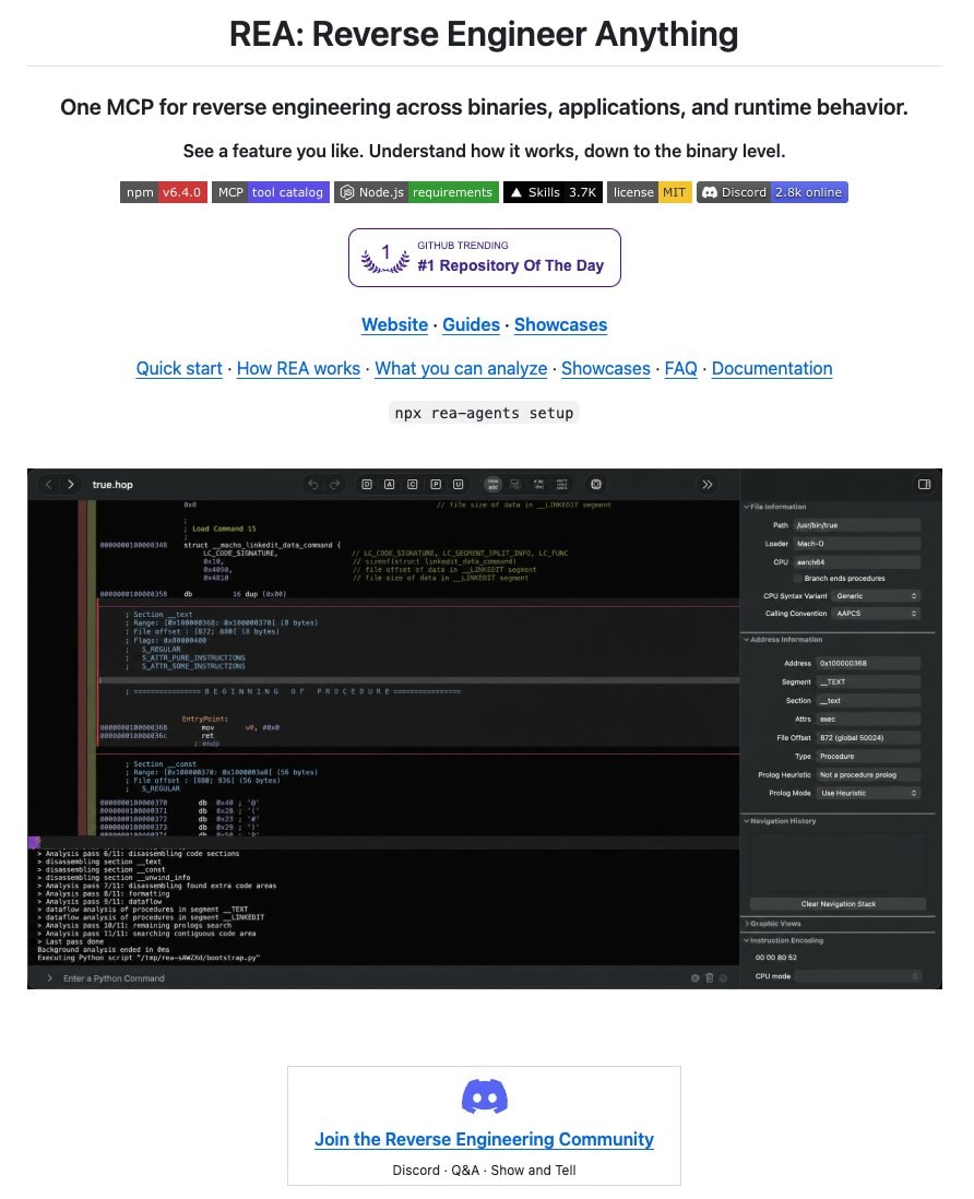 REA Reverse Engineer Anything GitHub Trending